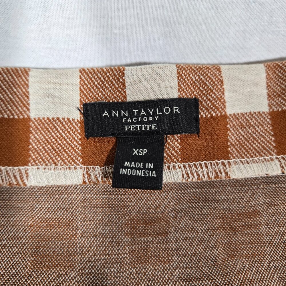 ACADEMIA - SIREN Brown & Beige Checkered Ponte Knit Pencil Mini Skirt PETITE XSP - Picture 12 of 16